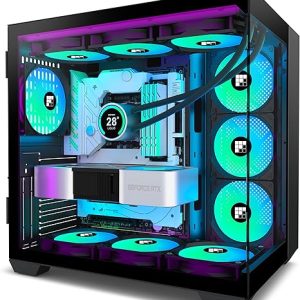 F600 PC Case - Pre-Installed 6 PWM ARGB Fan, ATX Mid-Tower Gaming PC Case